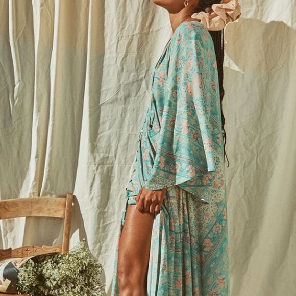 FARRAH HALF MOON GOWN Aqua - Picture 9 of 10